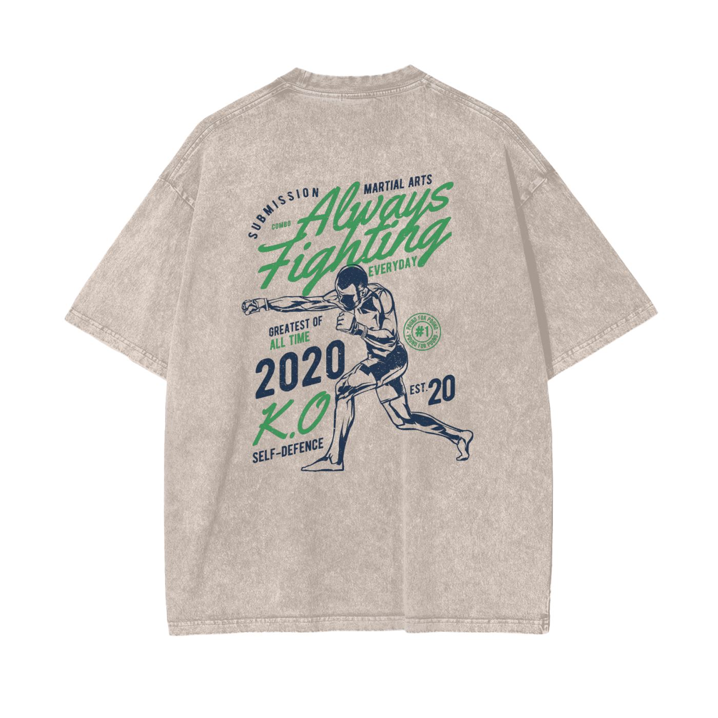 Always Fighting Green and Blue Text T-shirt