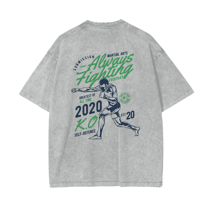 Always Fighting Green and Blue Text T-shirt