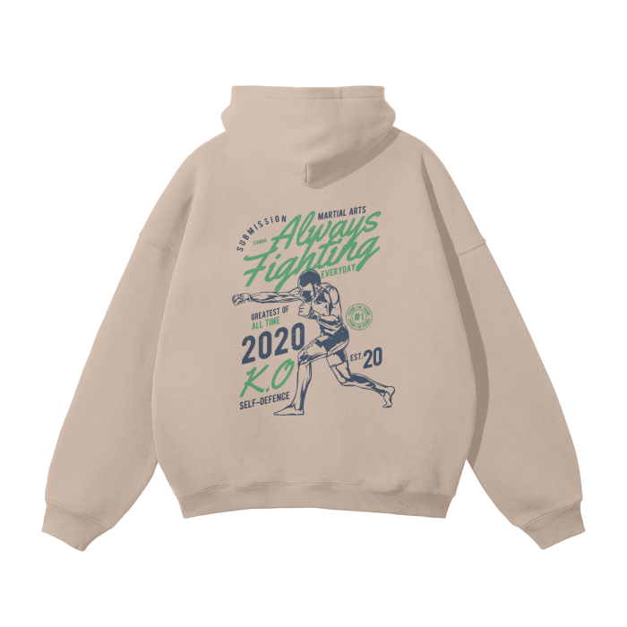 Always Fighting Green and Blue Text Hoodie