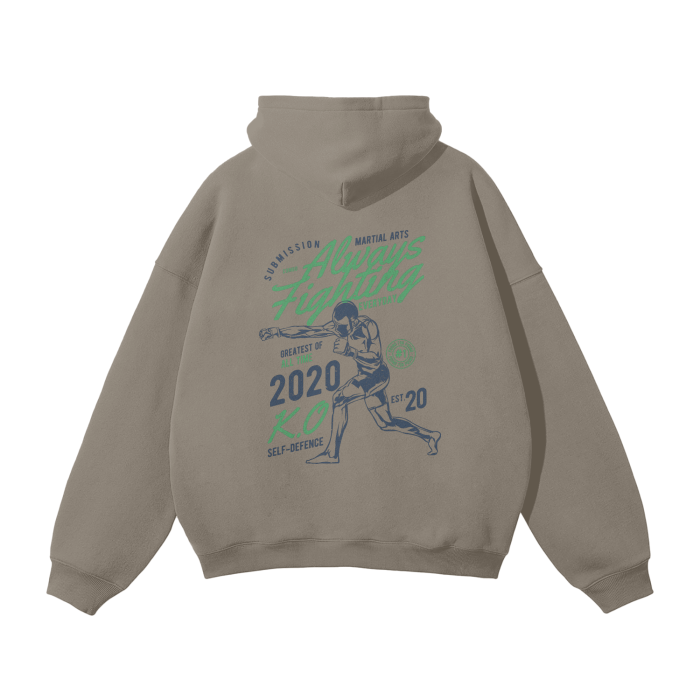 Always Fighting Green and Blue Text Hoodie