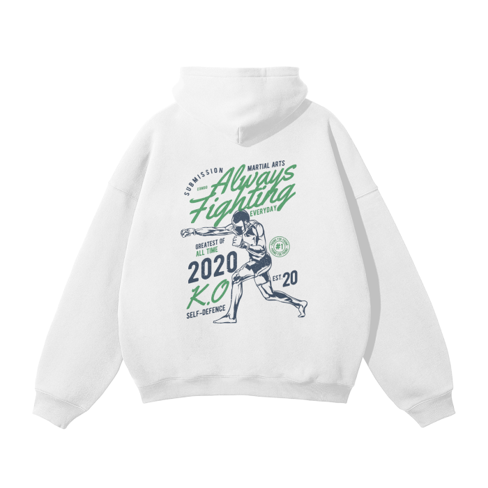 Always Fighting Green and Blue Text Hoodie