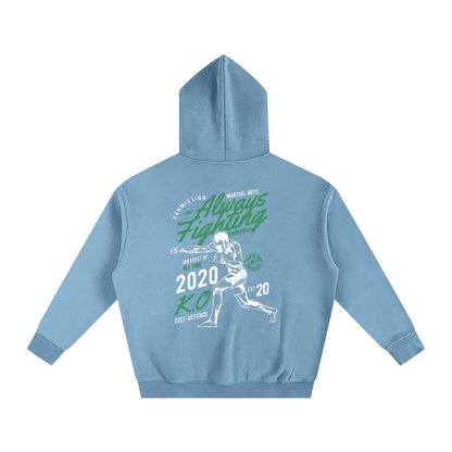 Always Fighting Green and White Text Hoodie