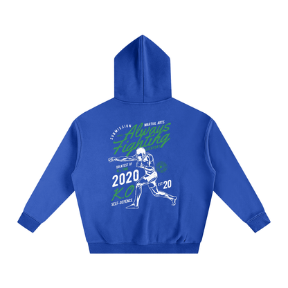 Always Fighting Green and White Text Hoodie