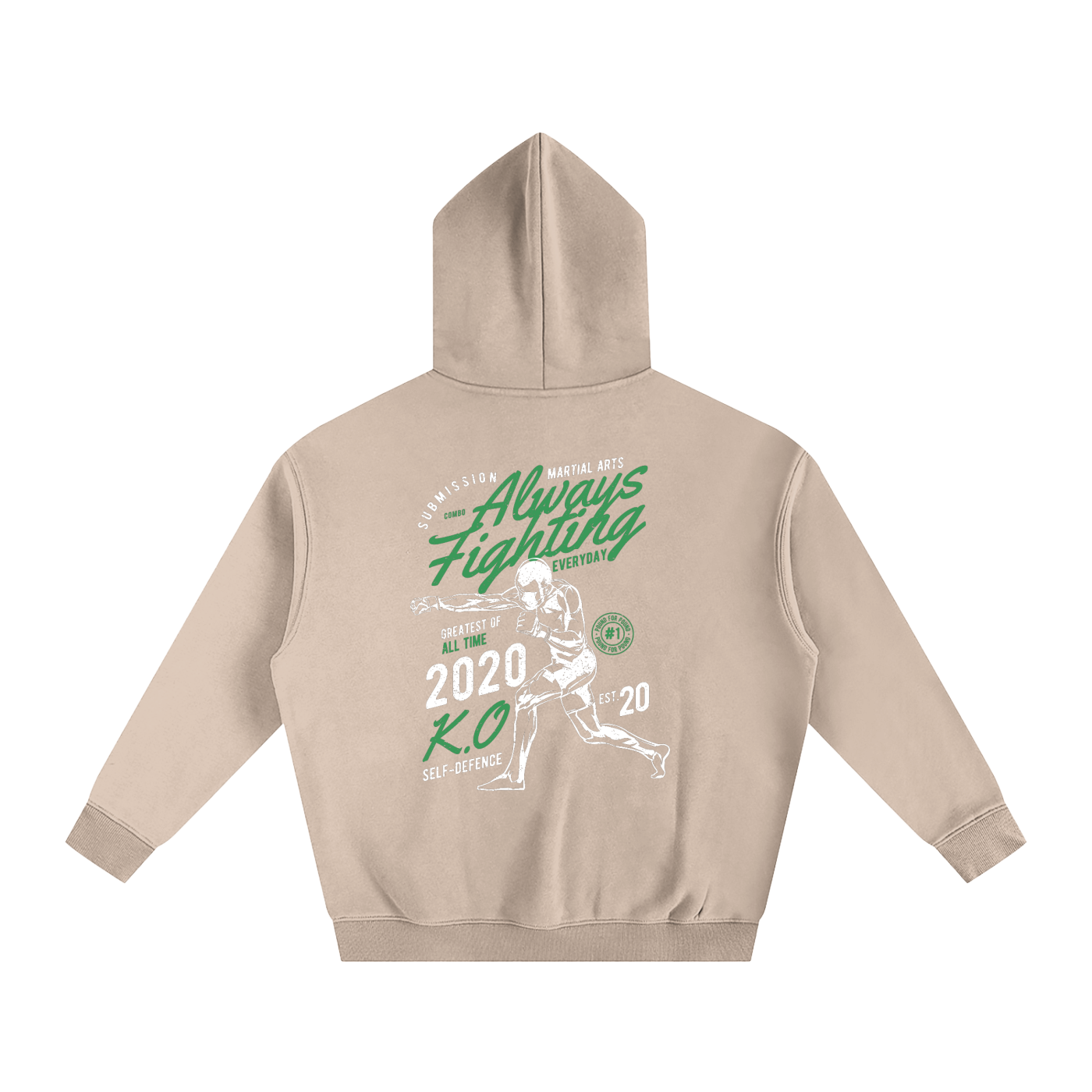 Always Fighting Green and White Text Hoodie