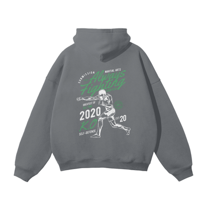 Always Fighting Green and White Text Hoodie