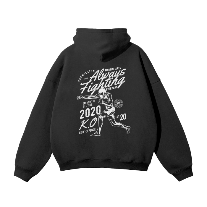 Always Fighting White Text Hoodie