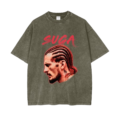 SUGA Side Face Red Text T-shirt - ARETE