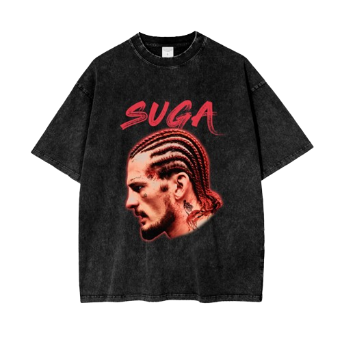 SUGA Side Face Red Text T-shirt - ARETE