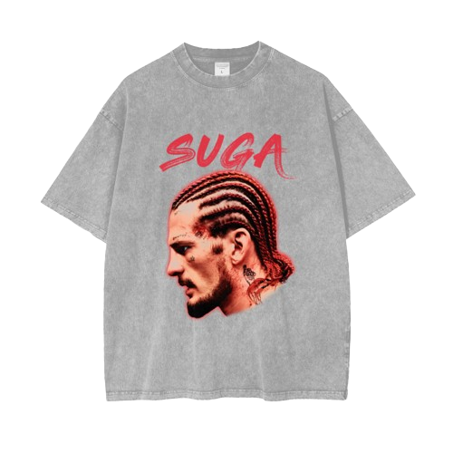 SUGA Side Face Red Text T-shirt - ARETE