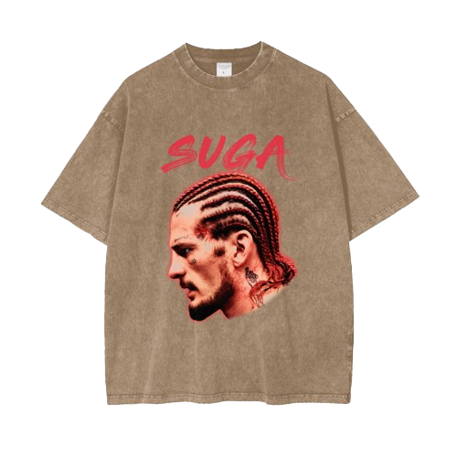 SUGA Side Face Red Text T-shirt - ARETE